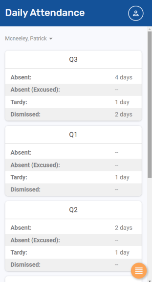 Daily Attendance screen