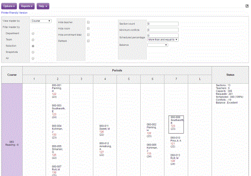 Master Use Matrix Using the Workspace Matrix to Check the Built Master Schedule