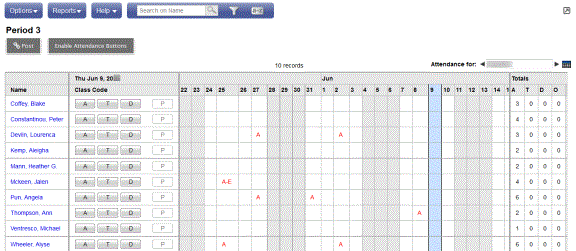 View Student Attendance Trends in the Staff View